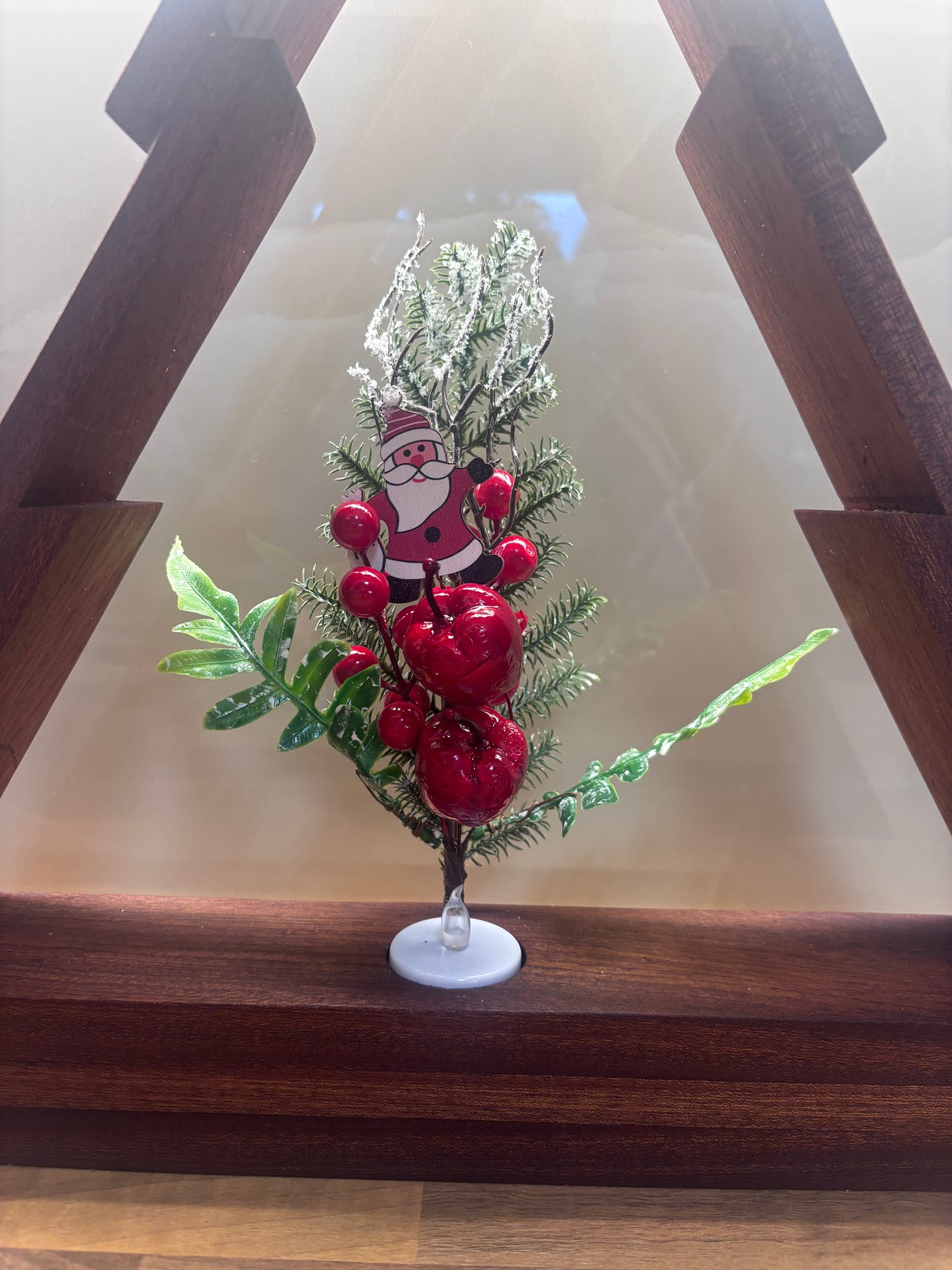 Handcrafted Wooden Christmas Tree | Christmas Decor | Flickering LED Tealight