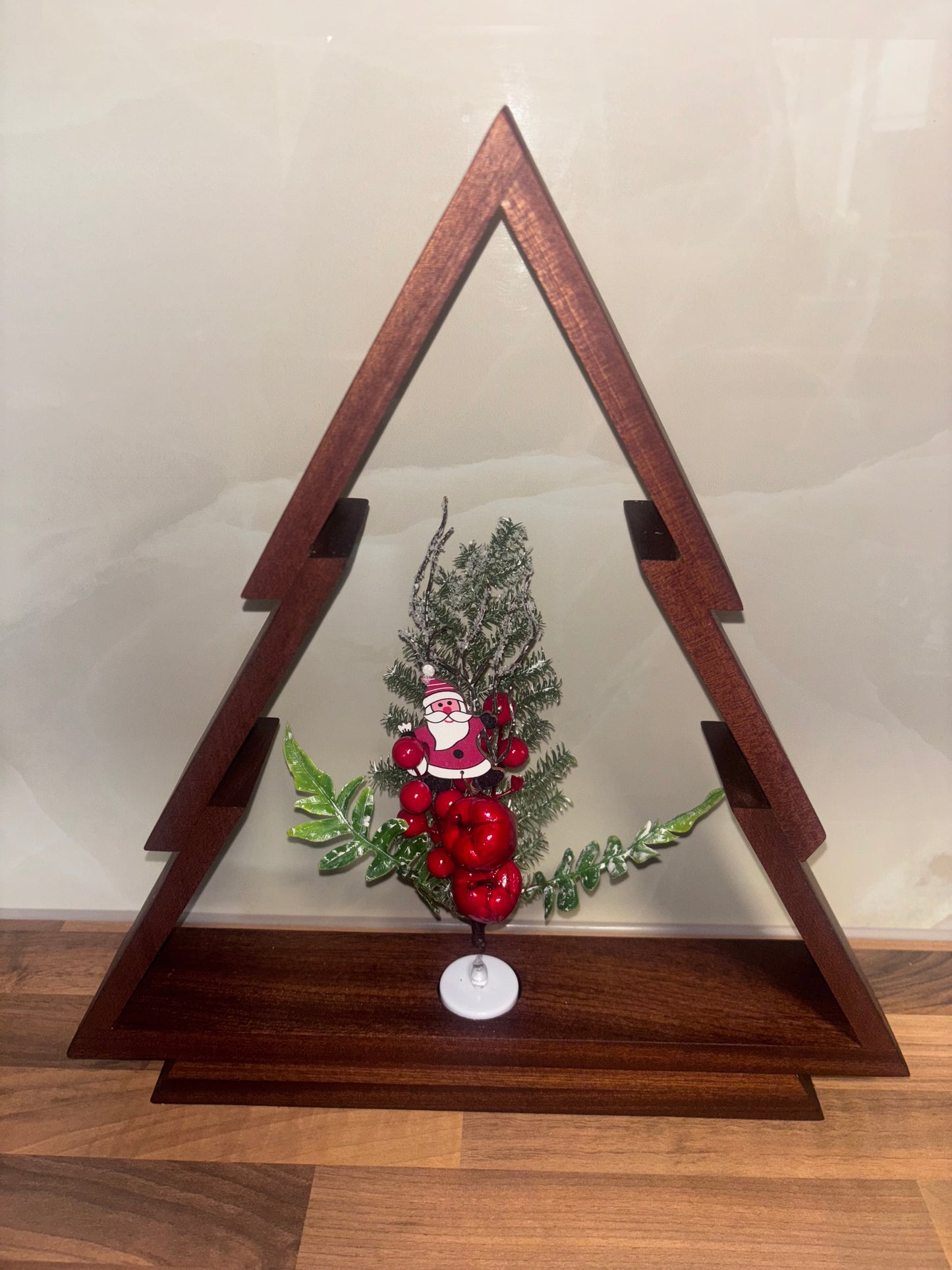 Handcrafted Wooden Christmas Tree | Christmas Decor | Flickering LED Tealight