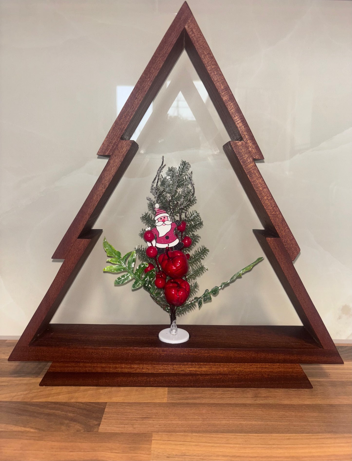 Handcrafted Wooden Christmas Tree | Christmas Decor | Flickering LED Tealight