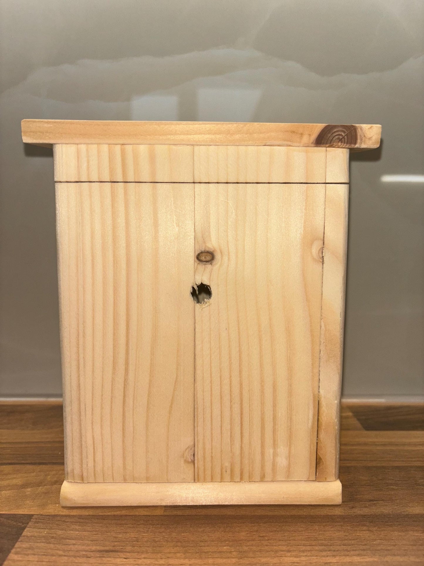 Handmade Pine Birdhouse: Removable Lid Nesting Box, Garden Decor