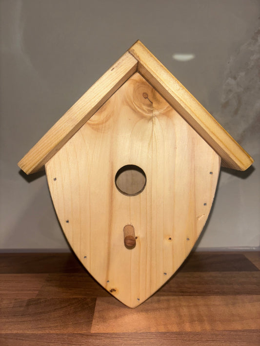 Handmade bird box with removable lid for wrens and finches