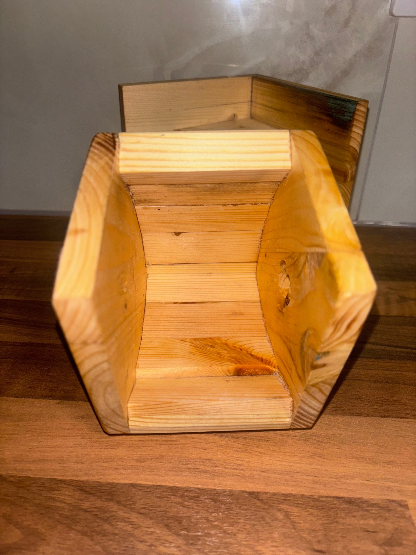 Handmade bird box with removable lid for wrens and finches