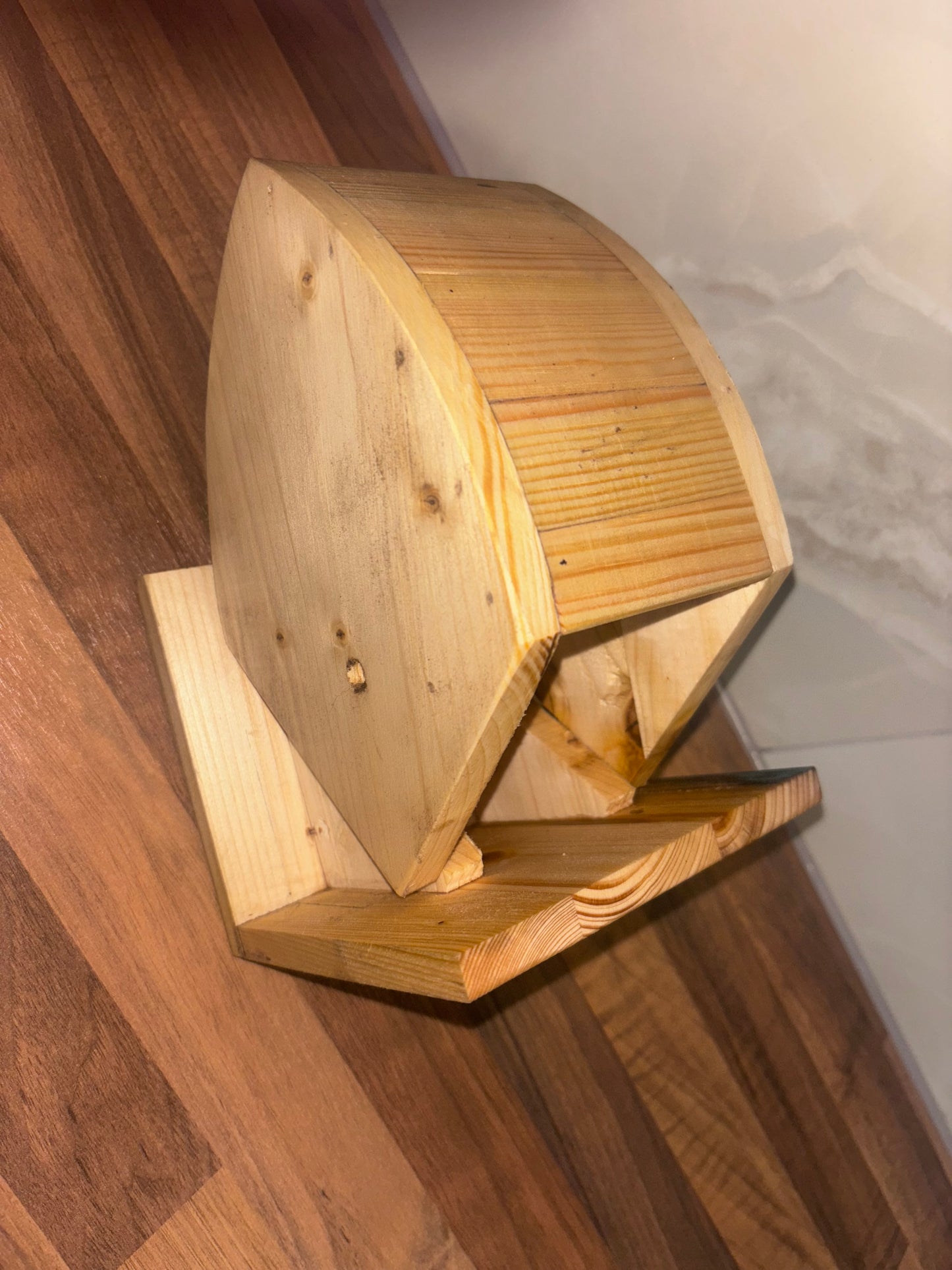 Handmade bird box with removable lid for wrens and finches