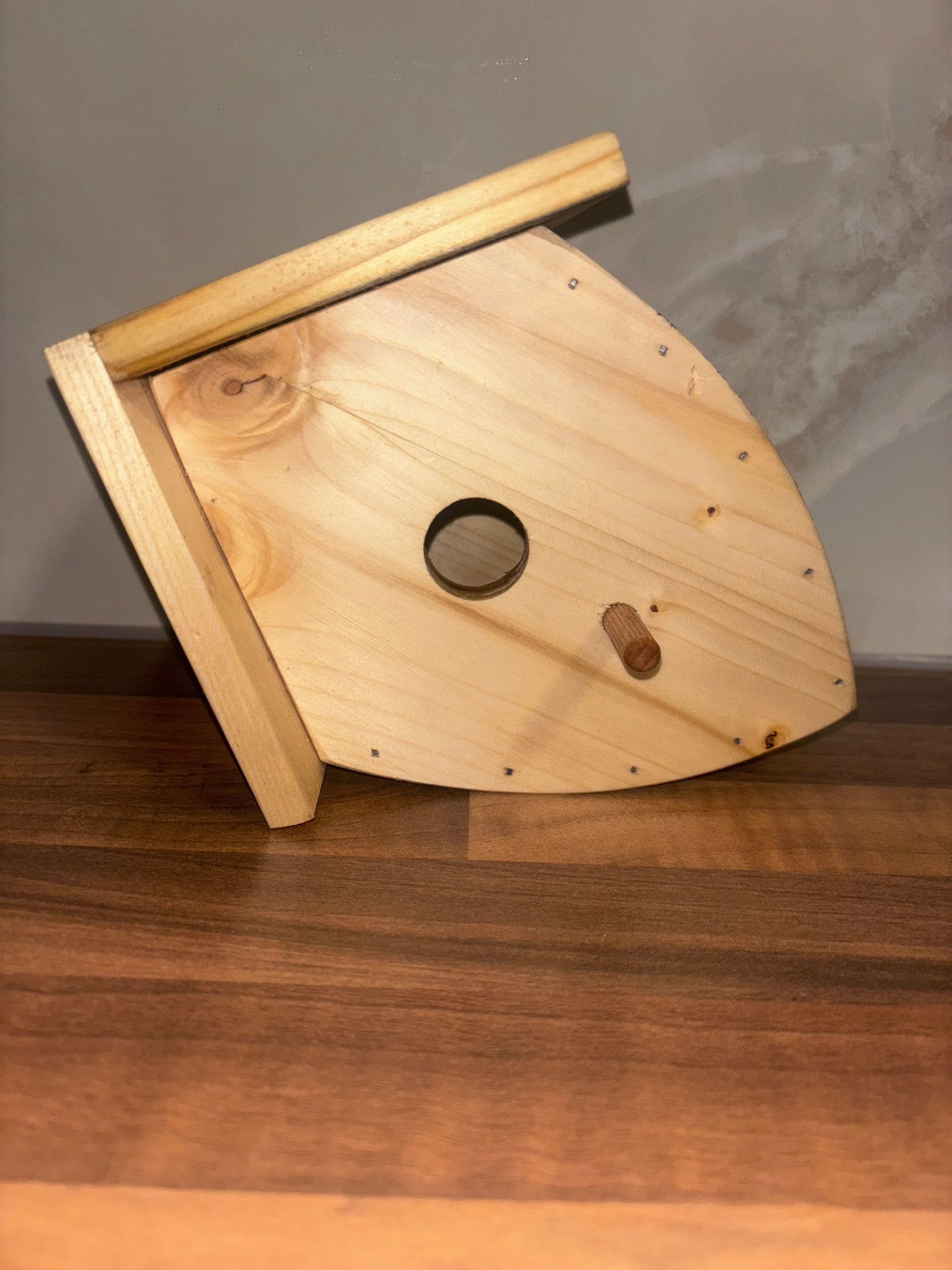 Handmade bird box with removable lid for wrens and finches
