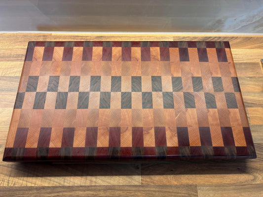 Handmade American Black Walnut, Beech, Maple and Sapele End Grain Chopping Board